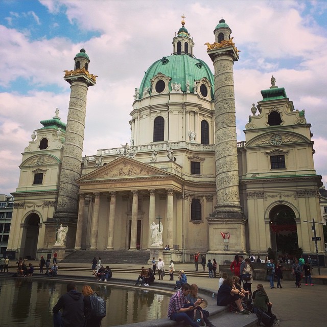 An homage to the hometown here at Karlskirche (St. Charles' Church) in Vienna! 
Somehow it doesn't offer much relating to the Chicago suburbs but nonetheless, how neat that the Viennese would dedicate a whole church to our suburban community! #austria #architecture #travel #troll